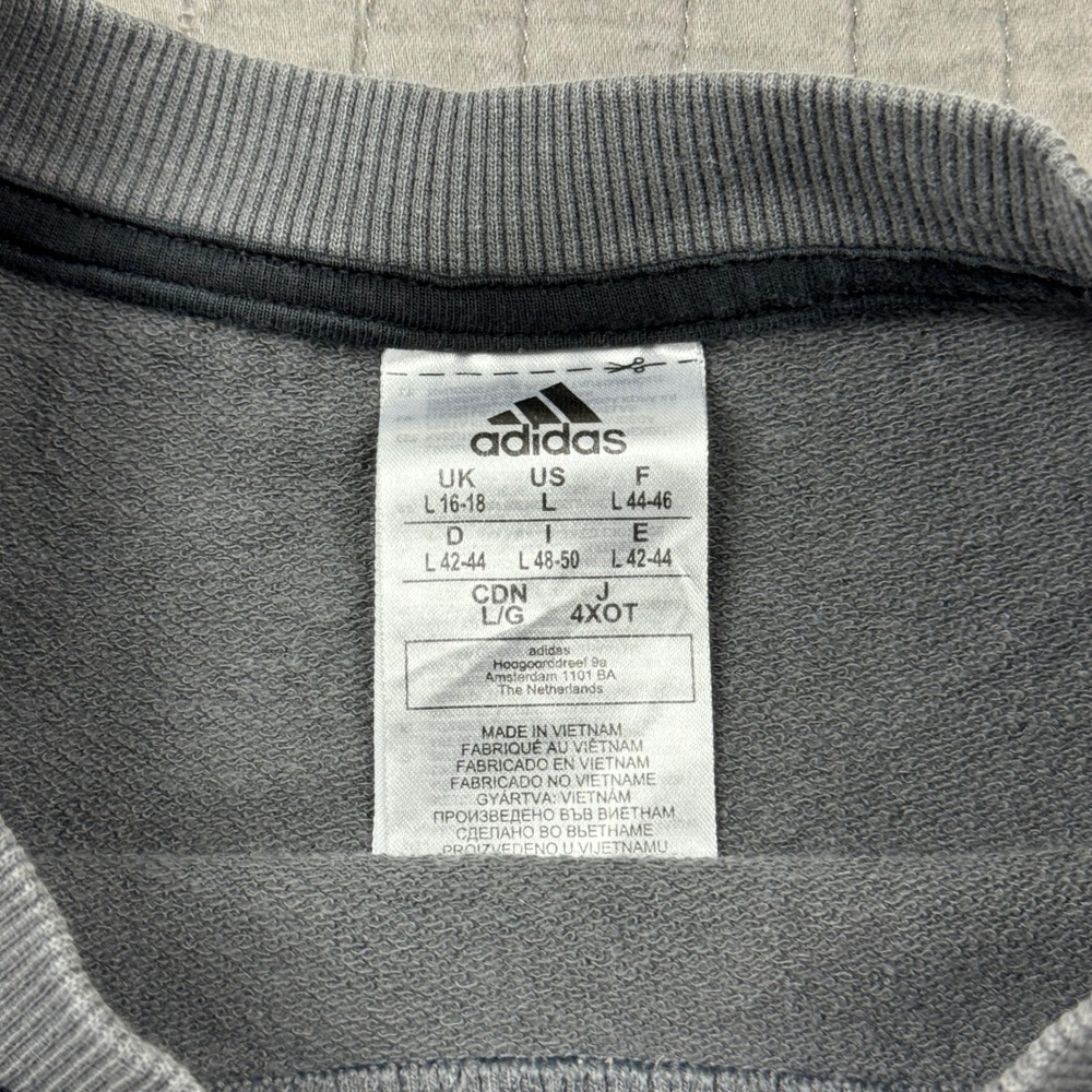 Adidas Womens Large Gray Black Tiger Print Cropped Crewneck Sweatshirt Casual - Picture 5 of 9